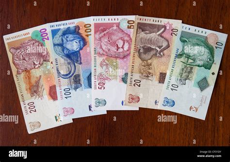 South African Banknotes Various Denominations From 10 To 200 Rand Notes