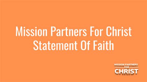 Statement Of Faith Mission Partners For Christ