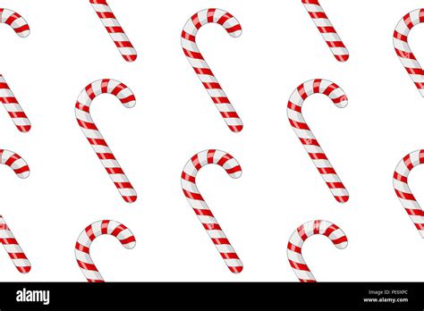 Candy Canes Red White Striped Candy In Diagonal Rows Seamess Pattern