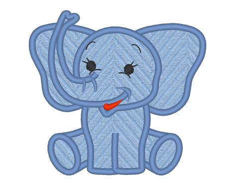 Baby Elephant Applique Machine Embroidery Applique Design Little