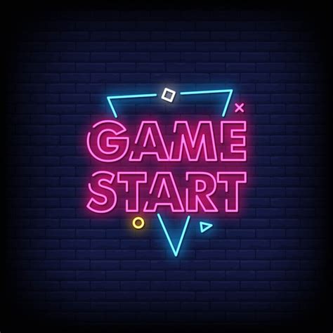 Premium Vector Game Start Neon Signs Style Text
