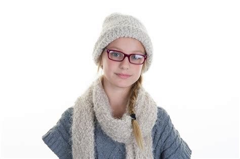 Premium Photo Blond An Lovely Young Girl With Glasses Isolated