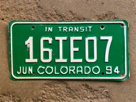 Colorado In Transit License Plate Number 16ieo7 By Americanantique