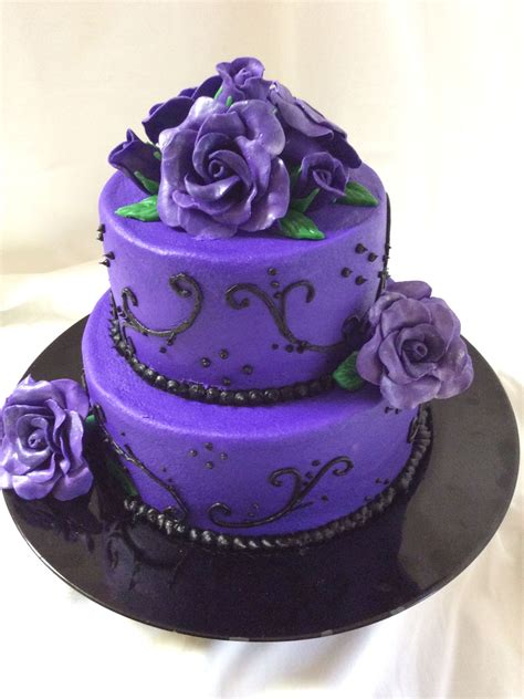 Purple Roses Cake By Sherriblossoms Cakes Purple Wedding Cakes