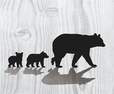 Mama Bear Svg Two Cubs Silhouette Clipart Iron On Bear Cub Etsy