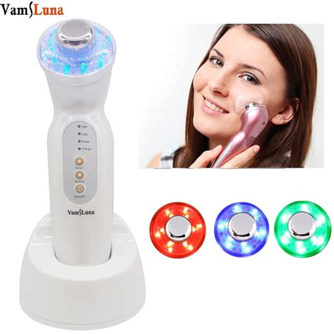 Galvanic Photon Ultrasonic Facial Massage With Led 3 Colors Rejuvenation Therapy Beauty Skin