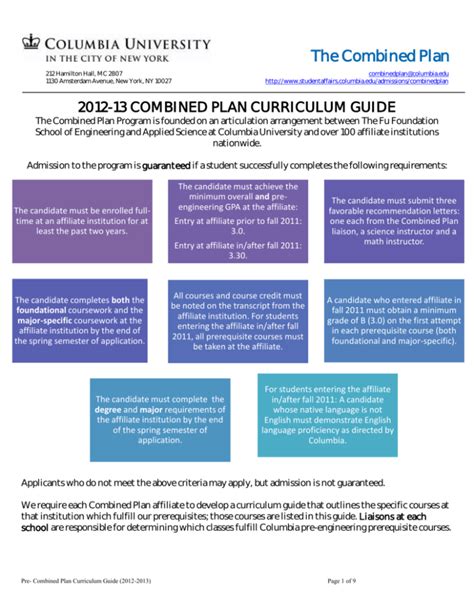 The Combined Plan Columbia Undergraduate Admissions