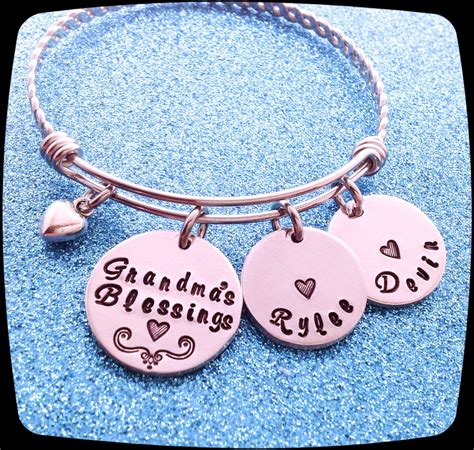 Personalized Grandma Bracelet, Grandma's Blessings, Nana's Blessings, My Blessings, Grandma, G ...
