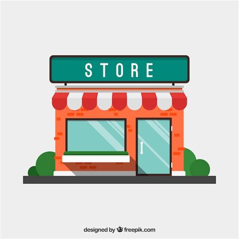 Flat Store Facade With Awning Vector Free Download