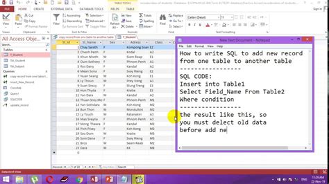 There are a few different variations as to reflect this we may separate a table into a table head ( thead ), a table body ( tbody ) and table footer ( tfoot ). Add record From one table into another Table - YouTube