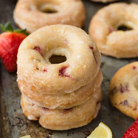 Strawberry Donuts With Lemon Glaze Baked By An Introvert