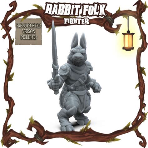 3d Printable Garden Fable Rabbit Folk Fighter By Rocketpiggames