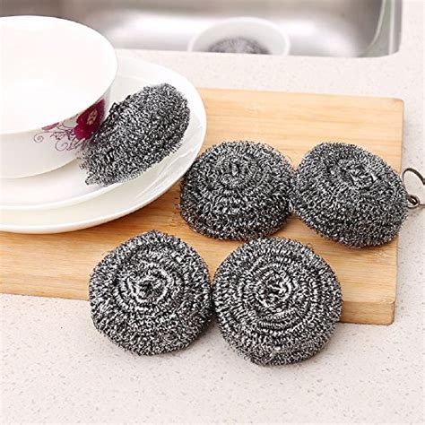 Pack Stainless Steel Sponges Scrubbing Scouring Pad Steel Wool Scrubber For Kitchens