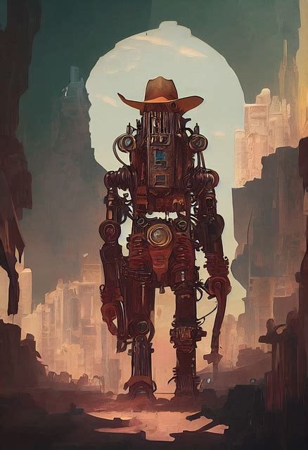 Download Ai Generated Robot Cowboy West Royalty Free Stock
