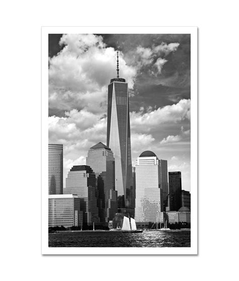 Freedom Tower Sunset Black And White New York Art Photo Print Poster