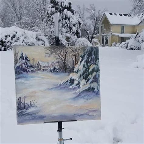Daily Paintworks Home Through The Snow Original Fine Art For Sale