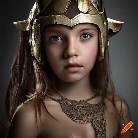 amazon warrior girl age 12 gray background on craiyon