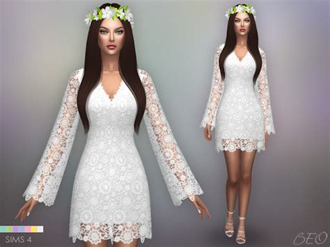 Sims 4 Ccs The Best Bohemian Wedding Dress By Beo