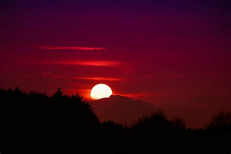 Landscape Sun Purple Sky Sunset Skyscape Silhouette Wallpaper