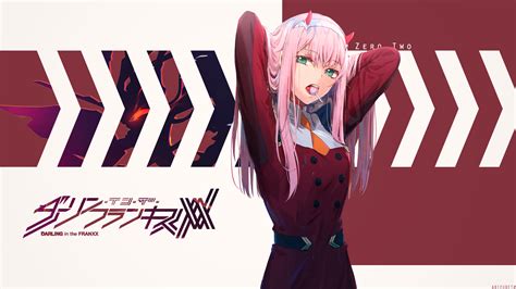 Pink Hair Long Hair Arms Up Anime Lollipop Anime Girls Darling In