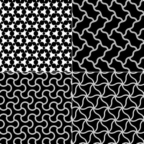 Vector Geometric Seamless Patterns Set Black And White Texture 340925
