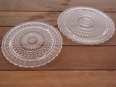 Vintage Clear Glass Footed Cake Plates Serving Plates Etsy