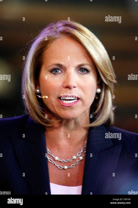 Cbs Evening News Anchor Katie Couric Speaks During A Broadcast From The