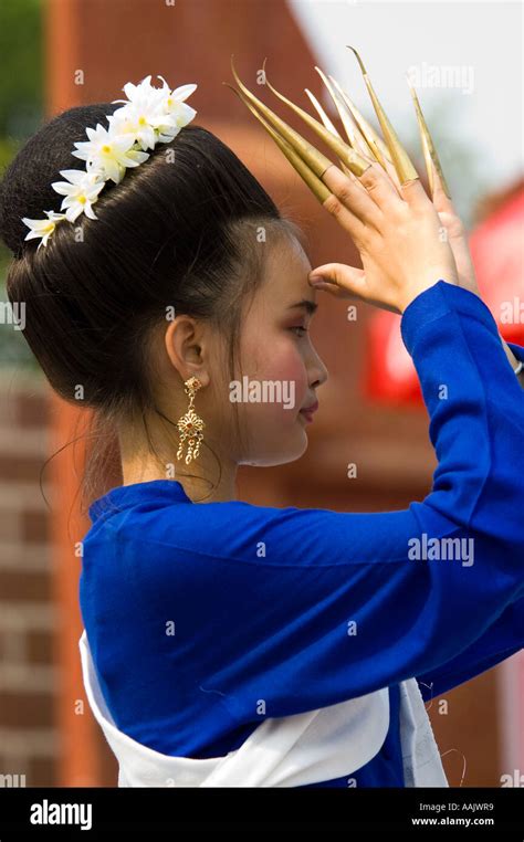 a dancer performs the fawn thai dance in chiang mai as part of the miss songkran beauty contest