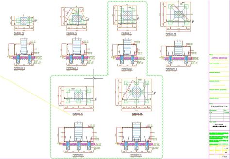 Pile Cap Detail Section Designs Are Given In Autocad