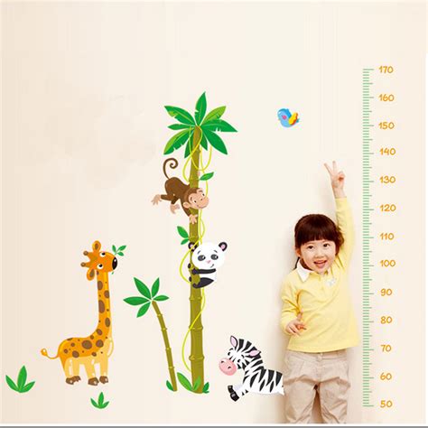 Cartoon Animals Children Kids Growth Height Measure Chart Wall Stickers