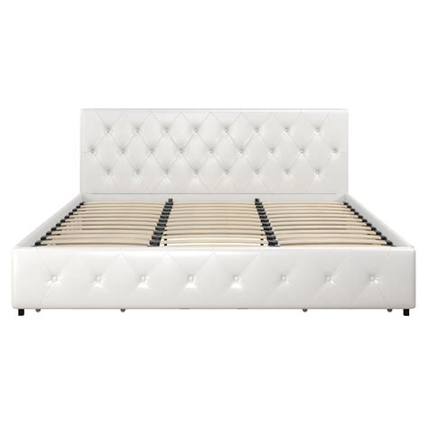 Dakota Upholstered Bed With Left Or Right Storage Drawers White Faux