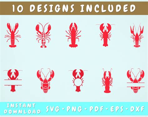 10 Crawfish Svg Bundle Lobster Svg Cut Files By Lemonstudiocreations