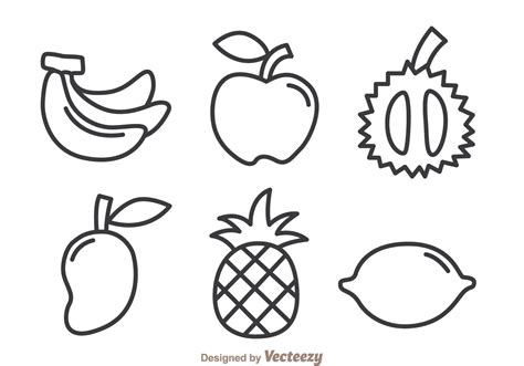 Fruits Outline Icons 100438 Vector Art At Vecteezy