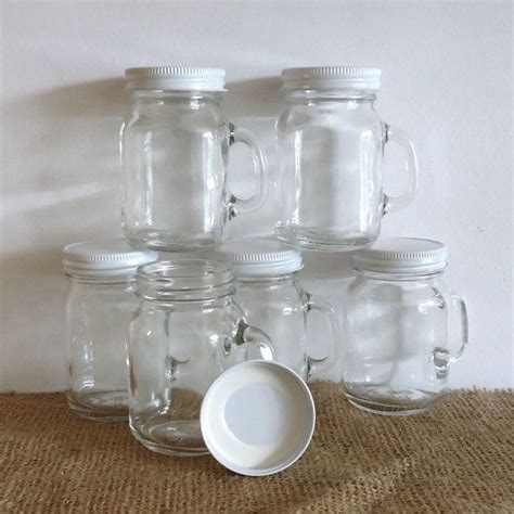 12 Small Mason Jars With Handles Mini Mason Jars With By Raggedyree