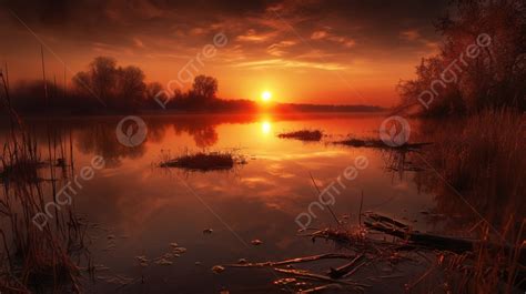 Beautiful Sunrise Over The Lake Background Sunsets And Sunrises