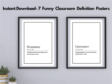 Funny Classroom Posters 7 Printables Definition Prints Classroom Wall Decor Funny Classroom