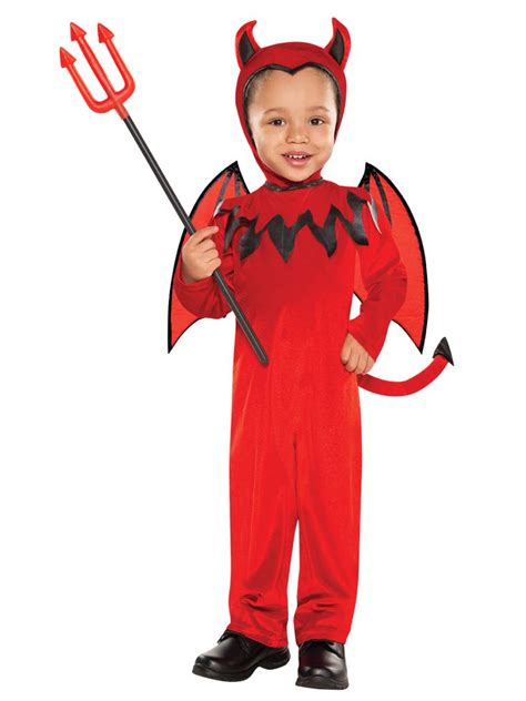 Childs Little Red Devil Kids Fancy Dress Halloween Boys Horror Costume