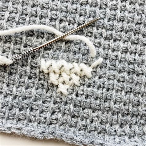 How To Cross Stitch On Tunisian Crochet Embroider The Afghan Stitch