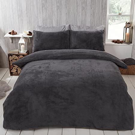 Brentfords Teddy Fleece Fitted Bed Sheet Plain Thermal Warm Soft Luxury Bedding Charcoal Grey