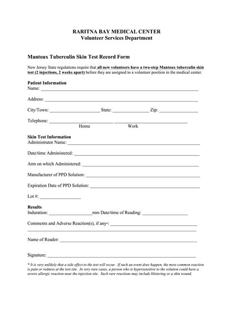 Printable Tb Test Form Customize And Print