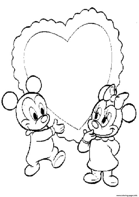 Mickey Minnie Mouse Valentine Coloring Page Valentine