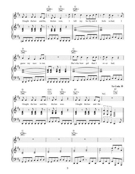 I Fought The Law By The Clash Digital Sheet Music For Pianovocalguitar Piano Accompaniment