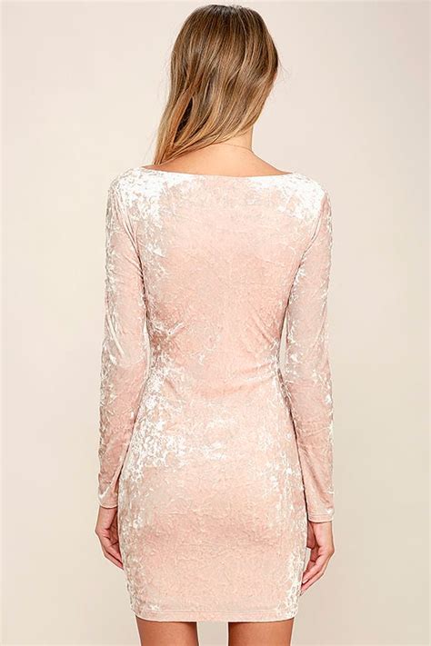 Sexy Blush Pink Dress Velvet Dress Bodycon Dress 3900