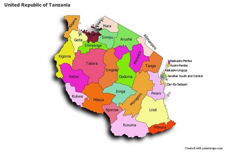 Sample Maps For United Republic Of Tanzania Coloredshadowy