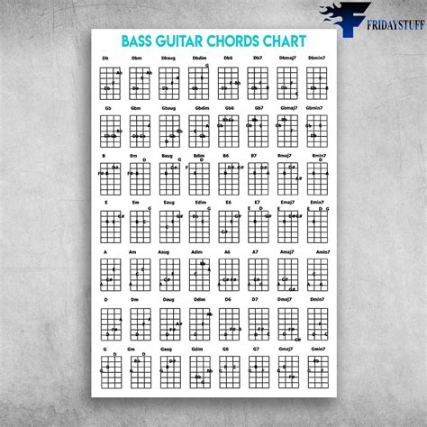 Bass Guitar Chords Chart 4 String Guitar Chord Poster Bass Trainer Tool For Beginners， Adults