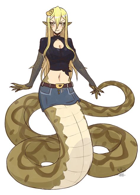 Monster Musume Oc Revamp Alexia The Echidna By Flareviper On