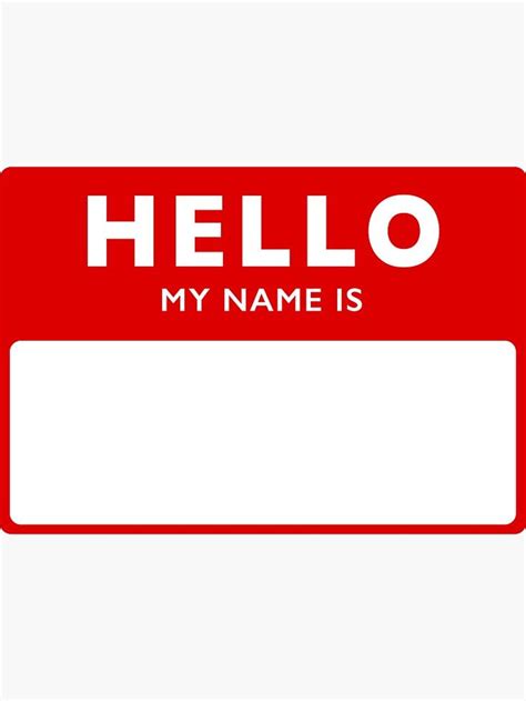 A Red Hello My Name Is Sign On A White Background
