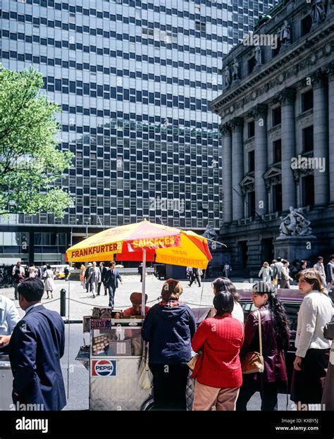 New York 1980s Mobile Food Seller Yellow Frankfurter Sausages Parasol