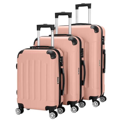 Zimtown 3 Piece Nested Spinner Suitcase Luggage Set With Tsa Lock Rose