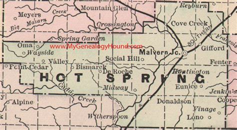 Hot Spring County Arkansas Map 1889 Malvern Ford Donaldson
